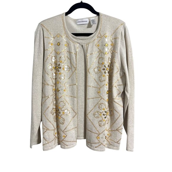 Alfred Dunner Champagne Embellished Open Front Cardigan Size L NWT - Picture 2 of 15